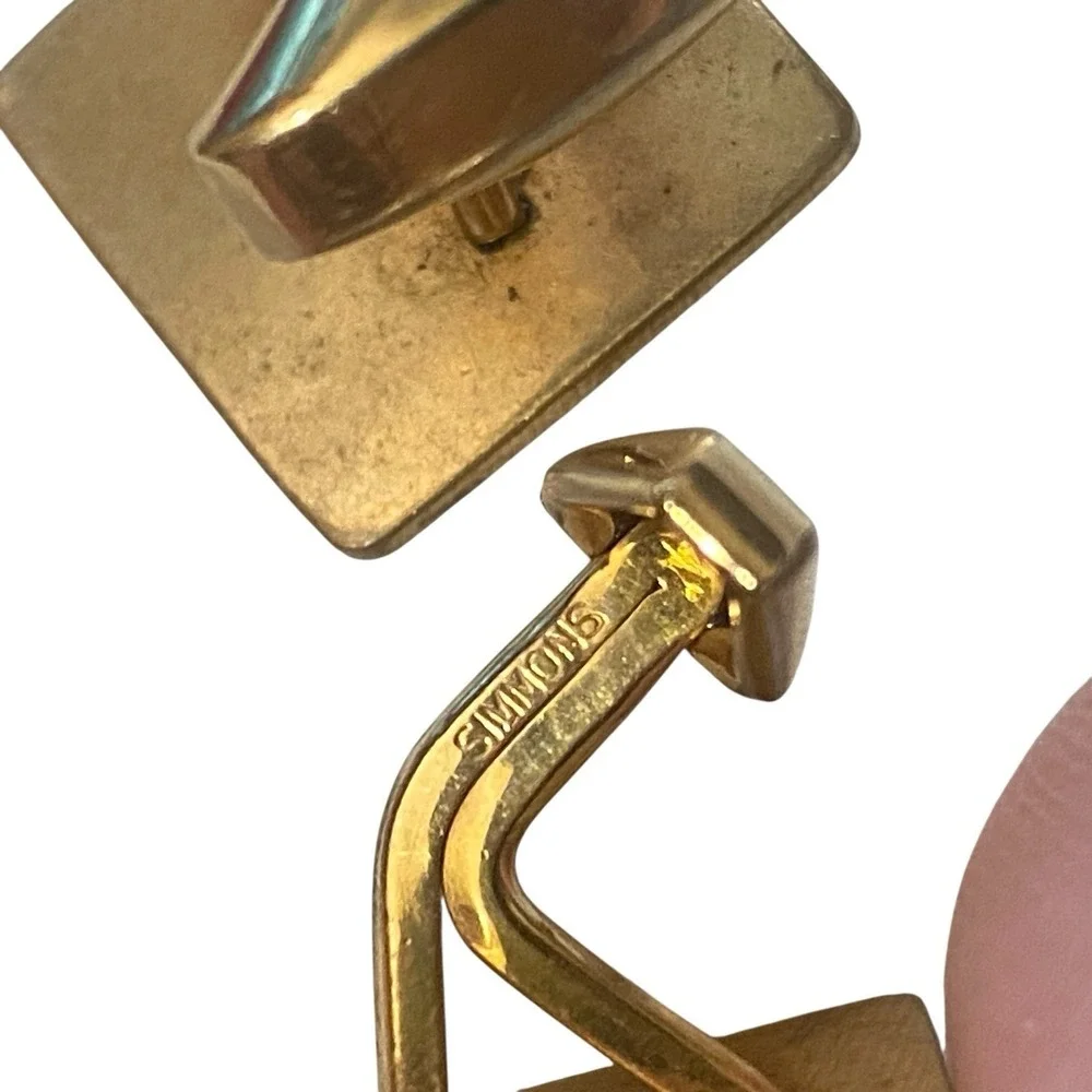 Vintage‎ Simmons Gold Tone Cufflinks Old Money Signed Engraved FXC